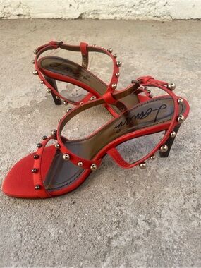 Lanvin Orange Studded Open-Toe 3in heel Sandals